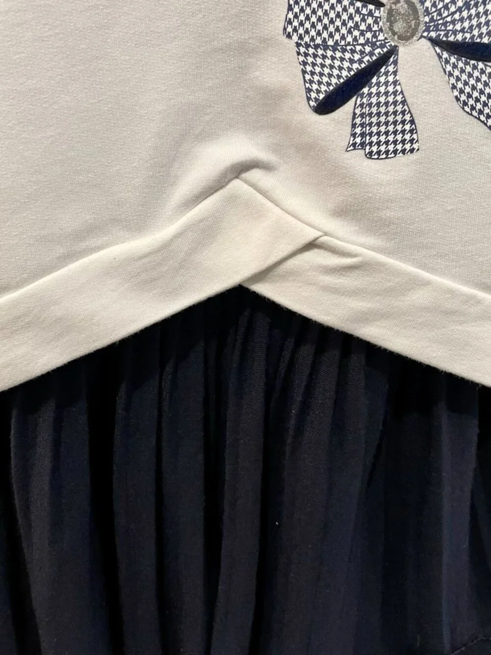 Mayoral Off-White & Navy Blue Bow Sweatshirt Dress Set - Sz 2.